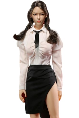 1/6 Scale Figure Doll Clothes: Blue Long Sleeve Blouse Wrap Skirt for 12-inch Collectible Action Figure