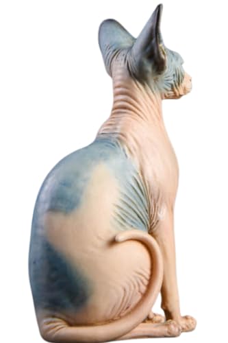 HiPlay JXK Collectible Cat Figure: Canadian Hairless, Expertly Hand-Painted, Lifelike, Safe Resin, 1:6 Scale Miniature Animal Figurine