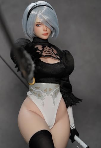 JUGUETE Conjunto completo: Robot humanoide 2B, diseño de ojos sin costuras y móviles, figura de acción femenina en miniatura a escala 1:6
