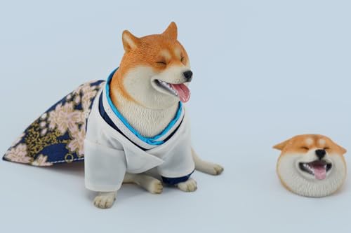 HiPlay JXK Collectible Dog Figure: Shiba Inu, Expertly Hand-Painted, Lifelike, Safe Resin, 1:6 Scale Miniature Animal Figurine