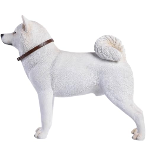 HiPlay JXK Collectible Dog Figure: Japanese Akita, Expertly Hand-Painted, Lifelike, Safe Resin, 1:6 Scale Miniature Animal Figurine