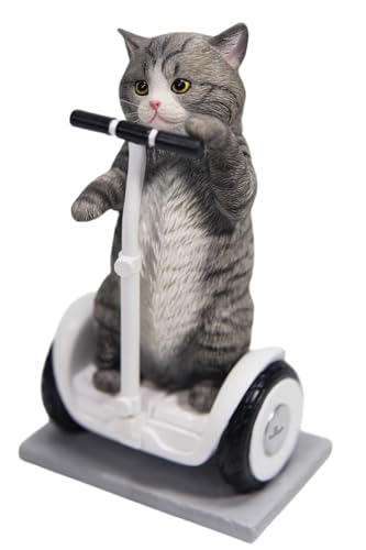 HiPlay JXK Collectible Cat Figure: Gray Standing Cat, Expertly Hand-Painted, Lifelike, Safe Resin, 1:6 Scale Miniature Animal Figurine