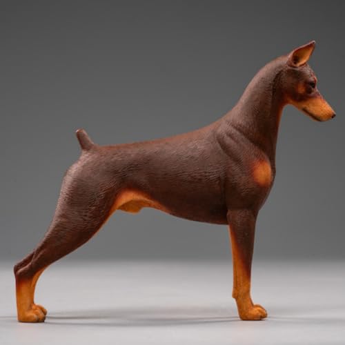 HiPlay JXK Collectible Dog Figure: Dobermann, Expertly Hand-Painted, Lifelike, Safe Resin, 1:12 Scale Miniature Animal Figurine