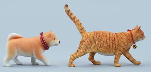 HiPlay JXK Small Collectible Dog Figure: Flocking Shiba Inu, 1:12 Scale Miniature Animal Figurine