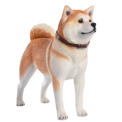 HiPlay JXK Collectible Dog Figure: Japanese Akita, Expertly Hand-Painted, Lifelike, Safe Resin, 1:6 Scale Miniature Animal Figurine