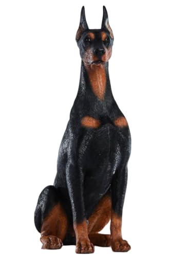 HiPlay JXK Collectible Dog Figure: Doberman Pinschers, Expertly Hand-Painted, Lifelike, Safe Resin, 1:6 Scale Miniature Animal Figurine