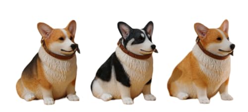 HiPlay JXK Collectible Dog Figure: Fat Welsh Corgi Pembroke, Expertly Hand-Painted, Lifelike, Safe Resin, 1:6 Scale Miniature Animal Figurine JXK140A