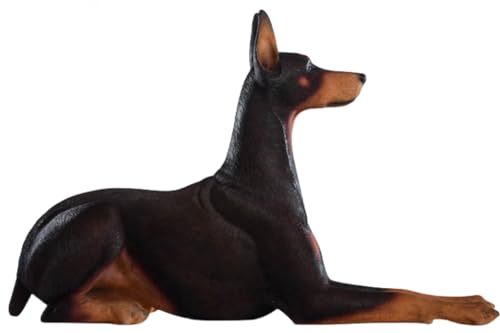 HiPlay JXK Collectible Dog Figure: Doberman Pinschers, Expertly Hand-Painted, Lifelike, Safe Resin, 1:6 Scale Miniature Animal Figurine