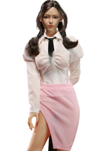1/6 Scale Figure Doll Clothes: Blue Long Sleeve Blouse Wrap Skirt for 12-inch Collectible Action Figure