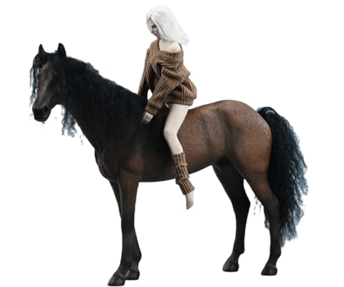 HiPlay JXK Collectible Horse Figure: Black Akhal-Teke Horses, Expertly Hand-Painted, Lifelike, Safe Resin, 1:6 Scale Miniature Animal Figurine