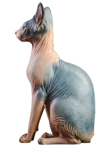 HiPlay JXK Collectible Cat Figure: Canadian Hairless, Expertly Hand-Painted, Lifelike, Safe Resin, 1:6 Scale Miniature Animal Figurine