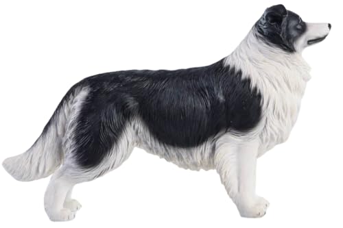 HiPlay JXK Collectible Dog Figure: Border Collie, Expertly Hand-Painted, Lifelike, Safe Resin, 1:6 Scale Miniature Animal Figurine