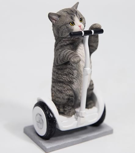 HiPlay JXK Collectible Cat Figure: Gray Standing Cat, Expertly Hand-Painted, Lifelike, Safe Resin, 1:6 Scale Miniature Animal Figurine