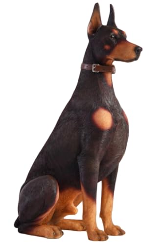 HiPlay JXK Collectible Dog Figure: Doberman Pinschers, Expertly Hand-Painted, Lifelike, Safe Resin, 1:6 Scale Miniature Animal Figurine