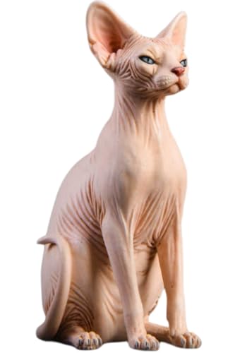 HiPlay JXK Collectible Cat Figure: Canadian Hairless, Expertly Hand-Painted, Lifelike, Safe Resin, 1:6 Scale Miniature Animal Figurine