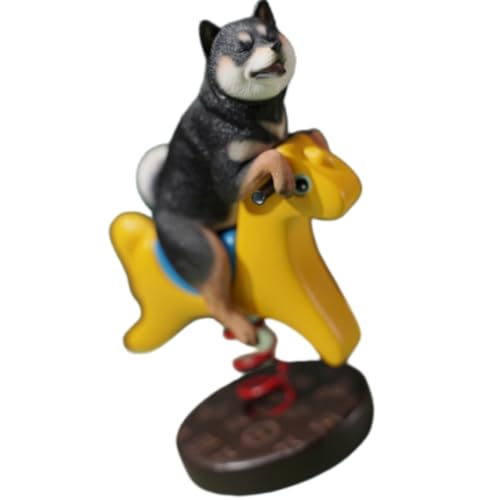 HiPlay JXK Collectible Dog Figure: Rocking Horse Shiba Inu, Expertly Hand-Painted, Lifelike, Safe Resin, 1:6 Scale Miniature Animal Figurine