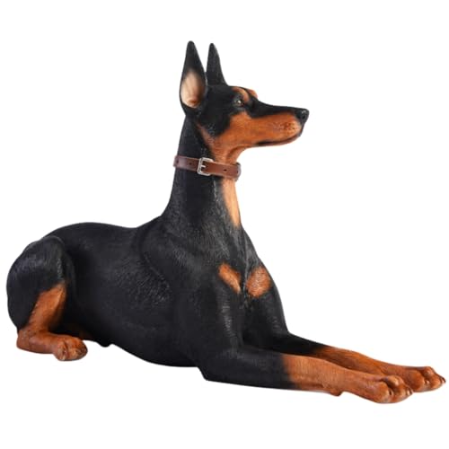 HiPlay JXK Collectible Dog Figure: Doberman Pinschers, Expertly Hand-Painted, Lifelike, Safe Resin, 1:6 Scale Miniature Animal Figurine