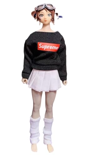 1/12 Scale Female Figure Doll Clothes: Hoodie Sweatshirt Skirt Set