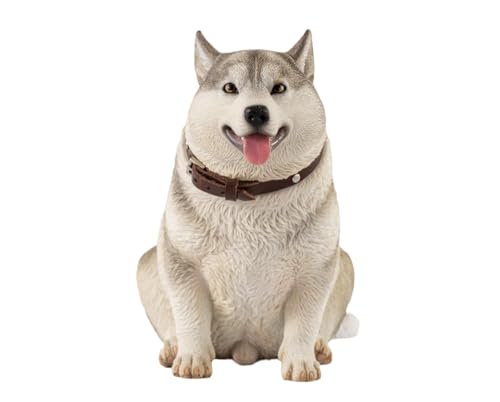 HiPlay JXK Collectible Dog Figure: Fat Husky, Expertly Hand-Painted, Lifelike, Safe Resin, 1:6 Scale Miniature Animal Figurine