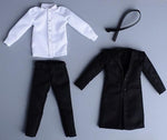 Ropa para muñeca a escala 1/6: Traje largo negro de ocio para figura de acción coleccionable de 12 pulgadas