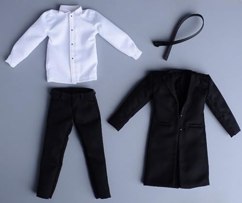 Ropa para muñeca a escala 1/6: Traje largo negro de ocio para figura de acción coleccionable de 12 pulgadas