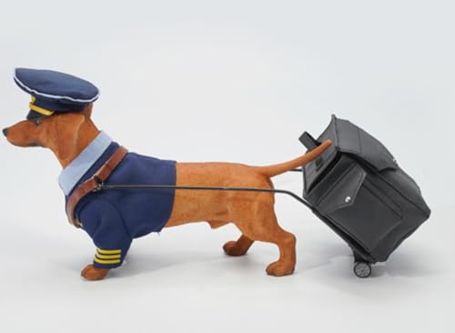 HiPlay JXK Collectible Dog Figure: Dachshund, Expertly Hand-Painted, Lifelike, Safe Resin, 1:6 Scale Miniature Animal Figurine JXK163