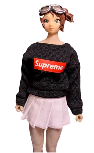 1/12 Scale Female Figure Doll Clothes: Hoodie Sweatshirt Skirt Set