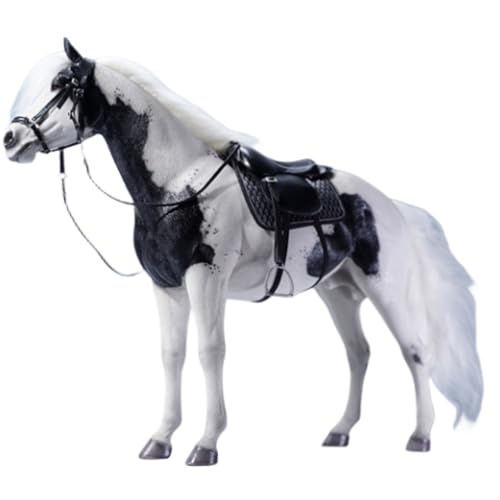 HiPlay JXK Collectible Horse Figure: Brownish White American Paint Horse, Expertly Hand-Painted, Lifelike, Safe Resin, 1:6 Scale Miniature Animal Figurine