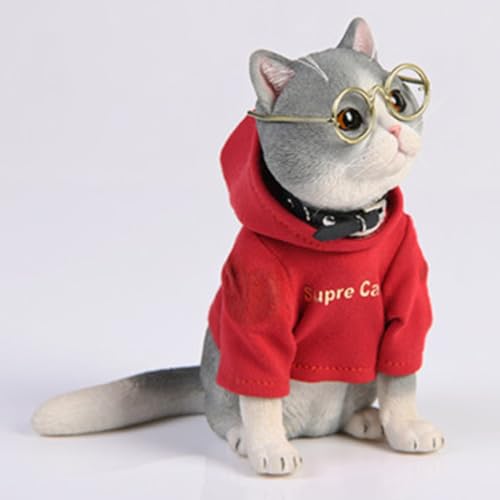 HiPlay JXK Collectible Cat Figure: American Shorthair, Expertly Hand-Painted, Lifelike, Safe Resin, 1:3 Scale Miniature Animal Figurine