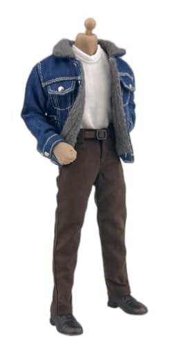 1/12 Scale Figure Doll Clothes: Lamb Down Denim Jacket Collectible Accessory