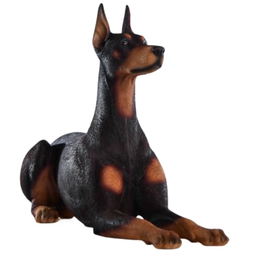 HiPlay JXK Collectible Dog Figure: Doberman Pinschers, Expertly Hand-Painted, Lifelike, Safe Resin, 1:6 Scale Miniature Animal Figurine