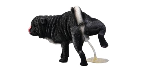 HiPlay JXK Collectible Dog Figure: Leg Lift Pug, Expertly Hand-Painted, Lifelike, Safe Resin, 1:6 Scale Miniature Animal Figurine JXK069A