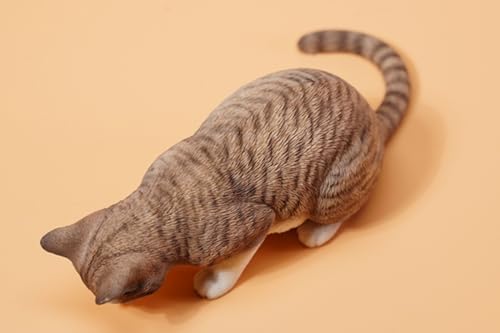 HiPlay JXK Collectible Cat Figure: Cats Eat Food, Expertly Hand-Painted, Lifelike, Safe Resin, 1:6 Scale Miniature Animal Figurine