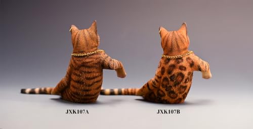 HiPlay JXK Collectible Cat Figure: Leopard Cat, Expertly Hand-Painted, Lifelike, Safe Resin, 1:6 Scale Miniature Animal Figurine