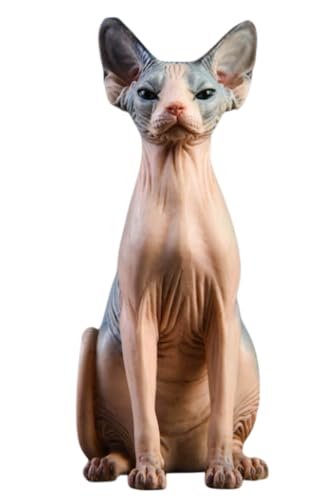 HiPlay JXK Collectible Cat Figure: Canadian Hairless, Expertly Hand-Painted, Lifelike, Safe Resin, 1:6 Scale Miniature Animal Figurine