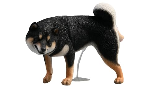 HiPlay JXK Collectible Dog Figure: Shiba Lnu Leg-Raising, Expertly Hand-Painted, Lifelike, Safe Resin, 1:6 Scale Miniature Animal Figurine JXK053C