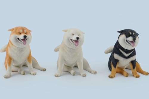 HiPlay JXK Collectible Dog Figure: Shiba Inu, Expertly Hand-Painted, Lifelike, Safe Resin, 1:6 Scale Miniature Animal Figurine