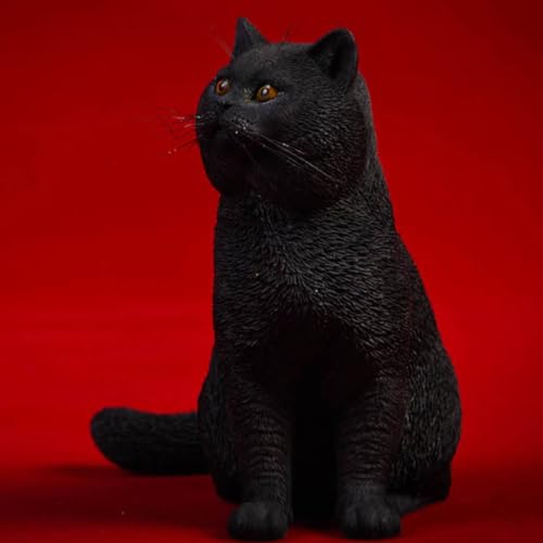 HiPlay JXK Collectible Cat Figure: Shorthair Cat, Expertly Hand-Painted, Lifelike, Safe Resin, 1:6 Scale Miniature Animal Figurine