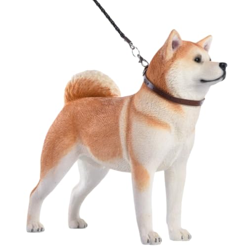 HiPlay JXK Collectible Dog Figure: Japanese Akita, Expertly Hand-Painted, Lifelike, Safe Resin, 1:6 Scale Miniature Animal Figurine