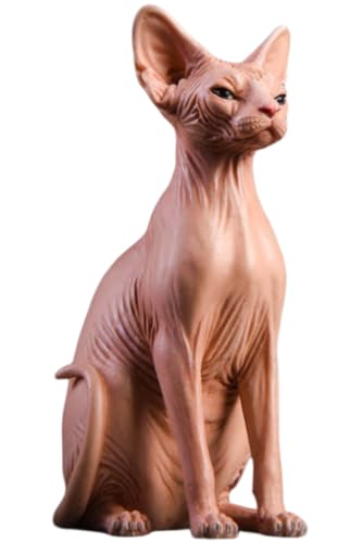 HiPlay JXK Collectible Cat Figure: Canadian Hairless, Expertly Hand-Painted, Lifelike, Safe Resin, 1:6 Scale Miniature Animal Figurine