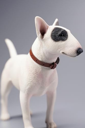 HiPlay JXK Collectible Dog Figure: Bull Terrier, Expertly Hand-Painted, Lifelike, Safe Resin, 1:6 Scale Miniature Animal Figurine