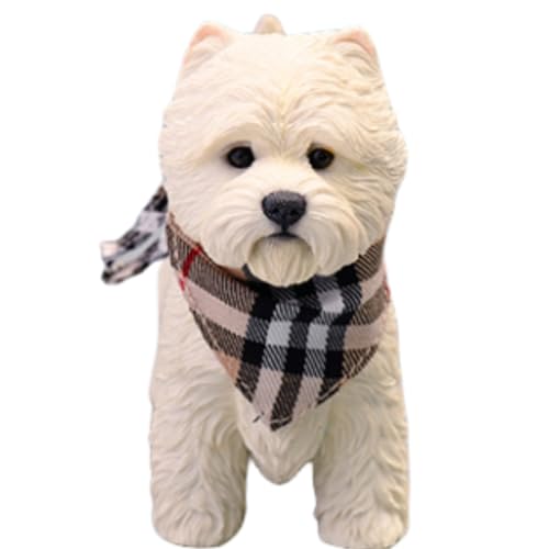 HiPlay JXK Collectible Dog Figure: West Highland White Terrier, Expertly Hand-Painted, Lifelike, Safe Resin, 1:6 Scale Miniature Animal Figurine