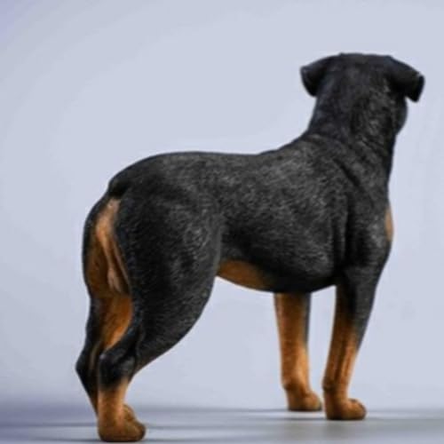 HiPlay JXK Collectible Dog Figure: Rottweiler, Expertly Hand-Painted, Lifelike, Safe Resin, 1:12 Scale Miniature Animal Figurine JXK042