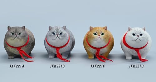 HiPlay JXK Collectible Cat Figure: Fat Cat 5.0, Expertly Hand-Painted, Lifelike, Safe Resin, 1:6 Scale Miniature Animal Figurine