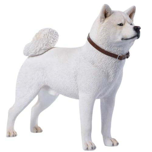 HiPlay JXK Collectible Dog Figure: Japanese Akita, Expertly Hand-Painted, Lifelike, Safe Resin, 1:6 Scale Miniature Animal Figurine