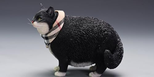 HiPlay JXK Collectible Cat Figure: Change Head Fat Cat, Expertly Hand-Painted, Lifelike, Safe Resin, 1:6 Scale Miniature Animal Figurine