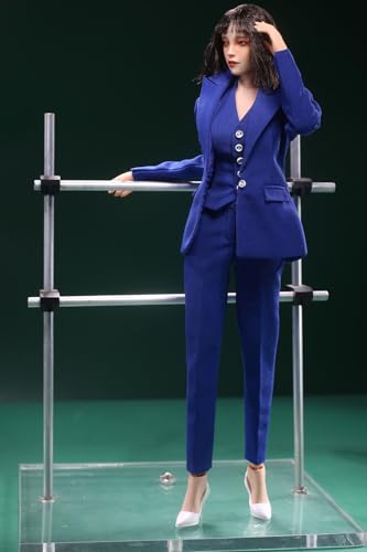 1/6 Scale Figure Doll Clothes: Blue Female Slim-Fit Suit for 12-inch Collectible Action Figure