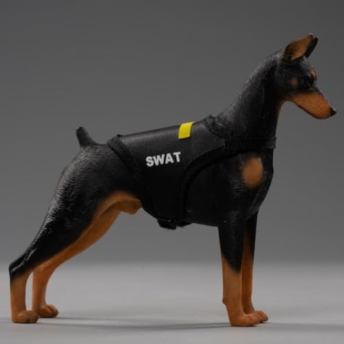 HiPlay JXK Collectible Dog Figure: Dobermann, Expertly Hand-Painted, Lifelike, Safe Resin, 1:12 Scale Miniature Animal Figurine