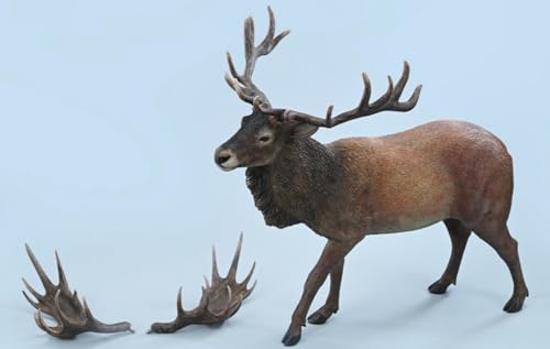 HiPlay JXK Collectible Deer Figure: Reindeer, Expertly Hand-Painted, Lifelike, Safe Resin, 1:6 Scale Miniature Animal Figurine