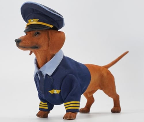 HiPlay JXK Collectible Dog Figure: Dachshund, Expertly Hand-Painted, Lifelike, Safe Resin, 1:6 Scale Miniature Animal Figurine JXK163